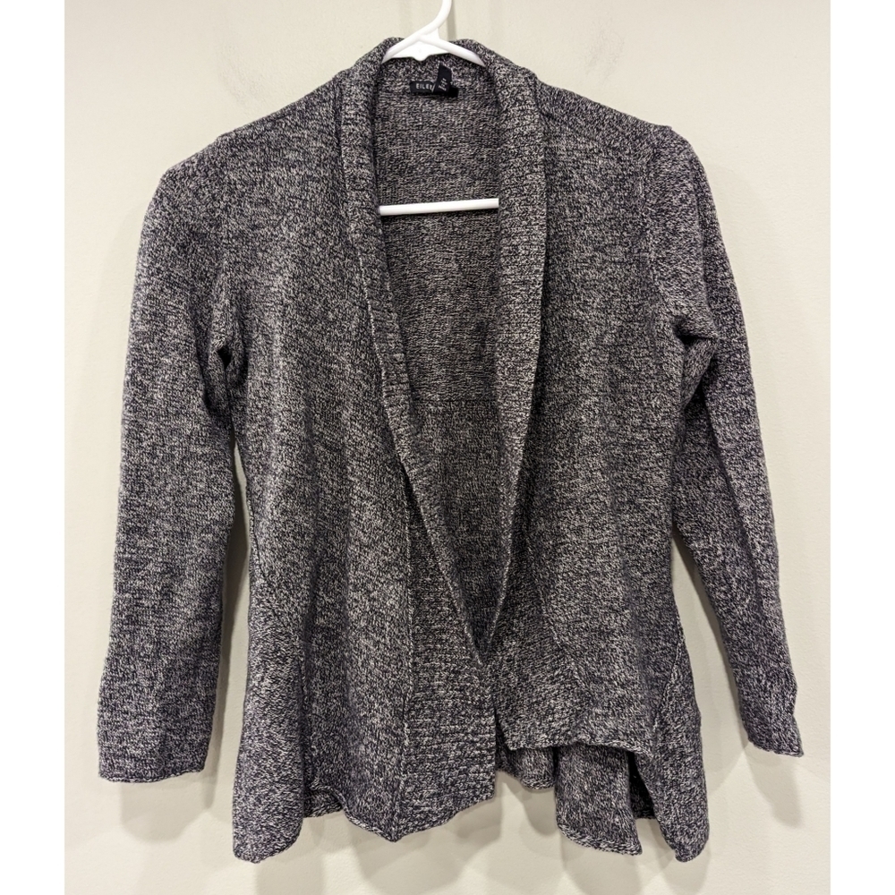 Eileen Fisher Linen Wool Blend Open Cardigan 3/4 Length Sleeves Size Medium